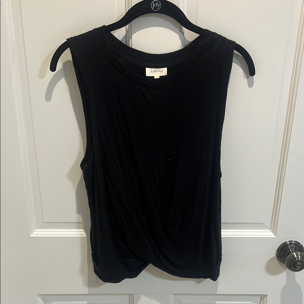 Anthropologie Black Sleeveless Tank with Knot Detail